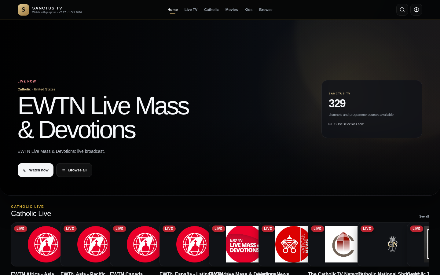 Sanctus TV interface